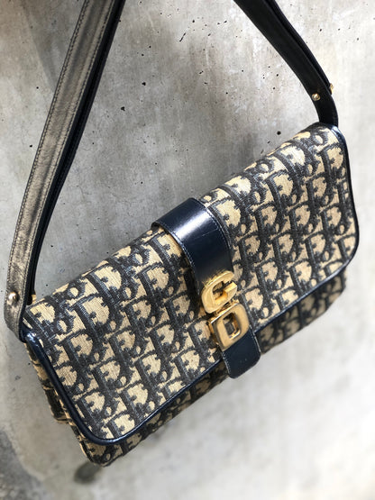Christian Dior Trotter Leather×Jacquard Navy av4dz6