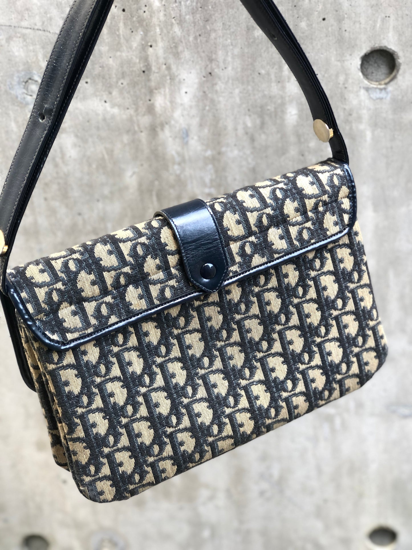 Christian Dior Trotter Leather×Jacquard Navy av4dz6