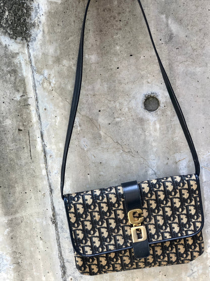 Christian Dior Trotter Leather×Jacquard Navy av4dz6