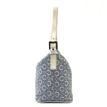 CELINE C Macadam Jacquard Handbag Blue Vintage Old Celine znhcpr