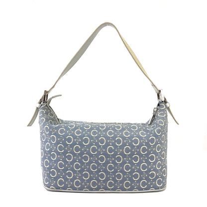 CELINE C Macadam Jacquard Handbag Blue Vintage Old Celine znhcpr