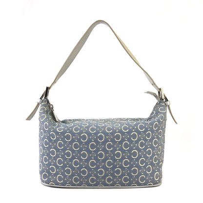 CELINE C Macadam Jacquard Handbag Blue Vintage Old Celine znhcpr