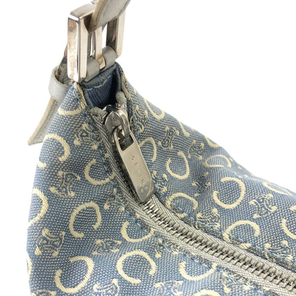 CELINE C Macadam Jacquard Handbag Blue Vintage Old Celine znhcpr