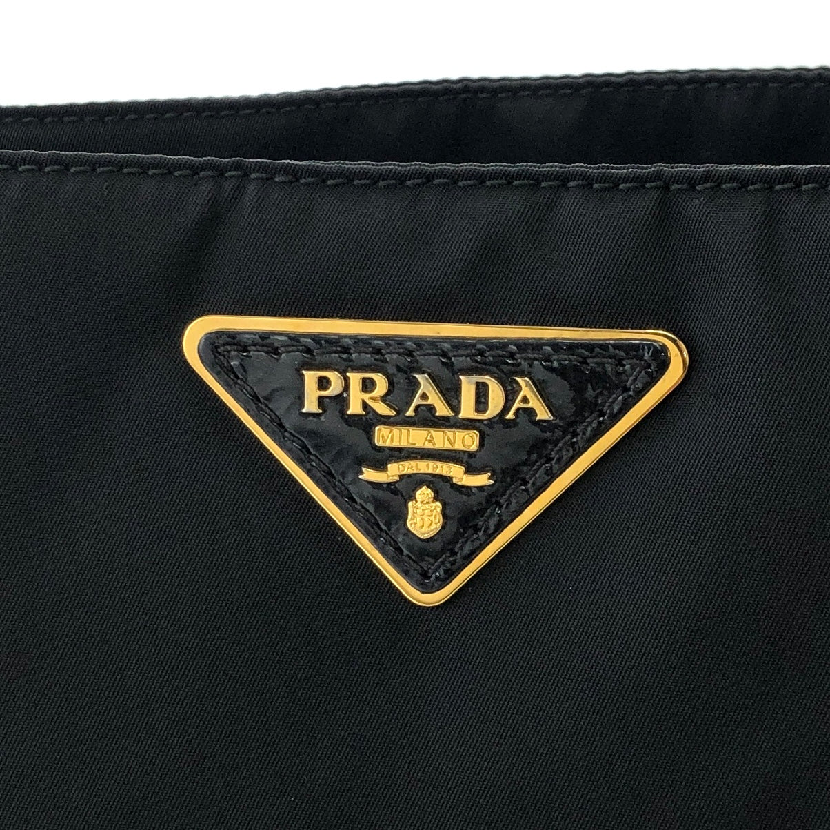 PRADA Triangle logo Nylon Tote bag Black Vintage iz7n5j – VintageShop solo