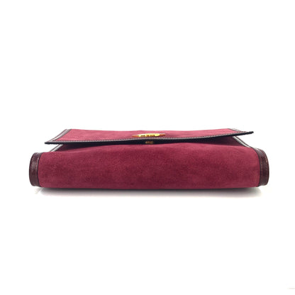 CELINE Medal Motif Suede Shoulder bag Clutch bag Bordeaux Vintage Old Celine 4kyyct