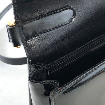 CELINE Padlock Turn Lock Patent Leather Crossbody Shoulder bag Black Vintage Old Celine aupwwr