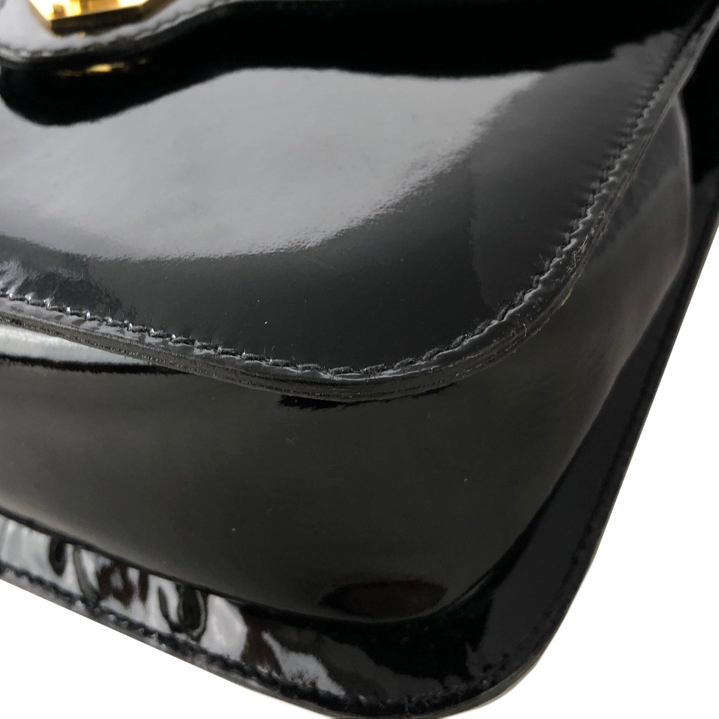 CELINE Padlock Turn Lock Patent Leather Crossbody Shoulder bag Black Vintage Old Celine aupwwr