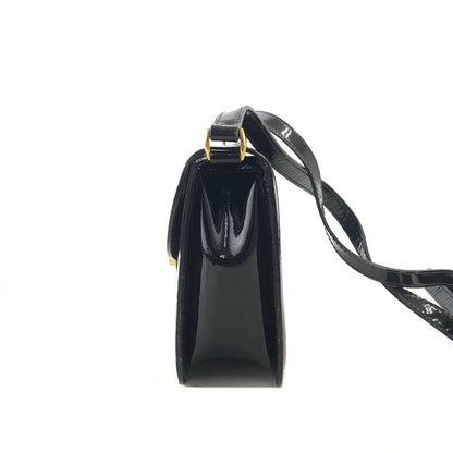 CELINE Padlock Turn Lock Patent Leather Crossbody Shoulder bag Black Vintage Old Celine aupwwr