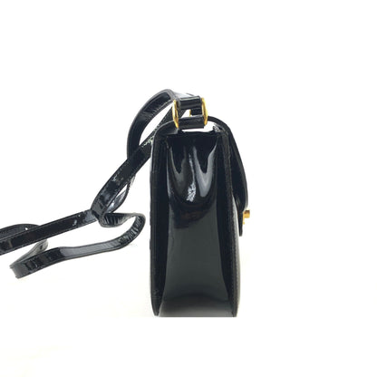 CELINE Padlock Turn Lock Patent Leather Crossbody Shoulder bag Black Vintage Old Celine aupwwr