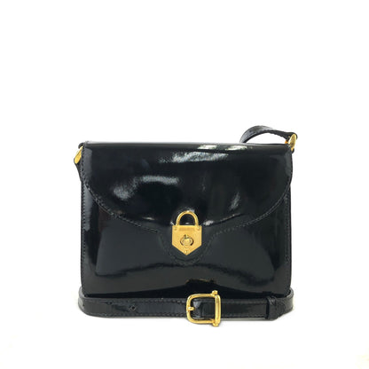 CELINE Padlock Turn Lock Patent Leather Crossbody Shoulder bag Black Vintage Old Celine aupwwr