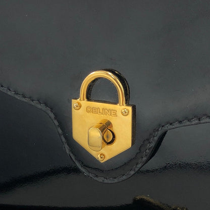 CELINE Padlock Turn Lock Patent Leather Crossbody Shoulder bag Black Vintage Old Celine aupwwr