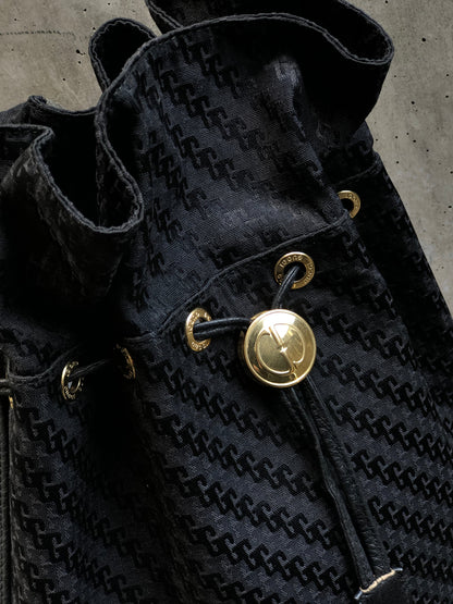 GUCCI Logo Canvas Drawstring Shoulder bag Black Vintage Old Gucci jnaa8d