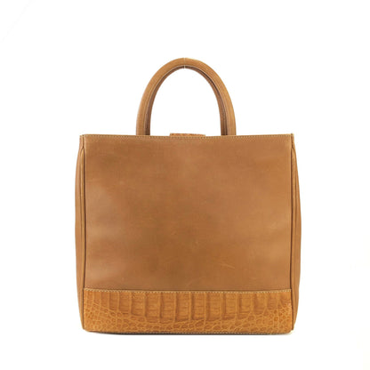 LOEWE Anagram Crocodile embossed Two-way Totebag Shoulder bag Brown Vintage Old she7e7