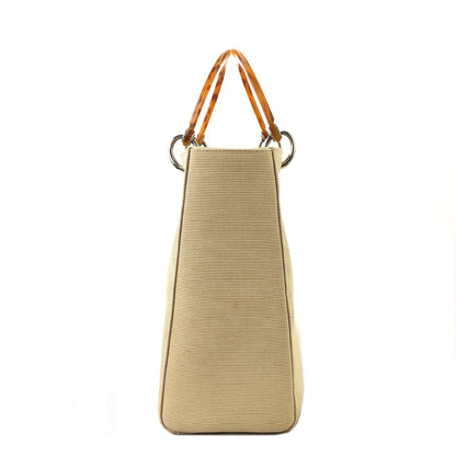 Christian Dior Lady Dior Cannage Tortoiseshell Handle Handbag Beige Vintage w2bk7y