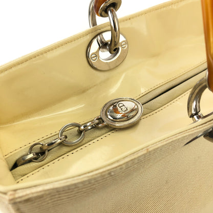 Christian Dior Lady Dior Cannage Tortoiseshell Handle Handbag Beige Vintage w2bk7y