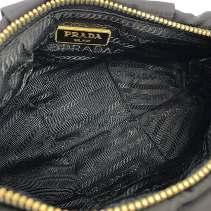 PRADA Logo Ribbon Nylon Pouch Black Vintage Old y3vycs