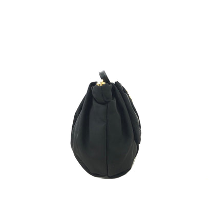 PRADA Logo Ribbon Nylon Pouch Black Vintage Old y3vycs
