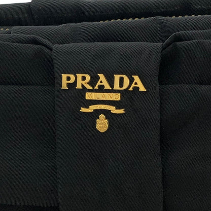 PRADA Logo Ribbon Nylon Pouch Black Vintage Old y3vycs