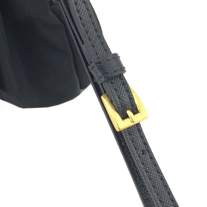 PRADA Logo Ribbon Nylon Pouch Black Vintage Old y3vycs