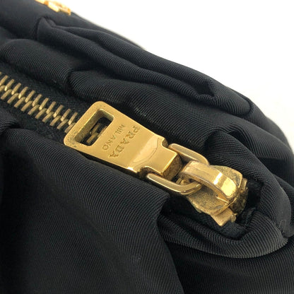 PRADA Logo Ribbon Nylon Pouch Black Vintage Old y3vycs