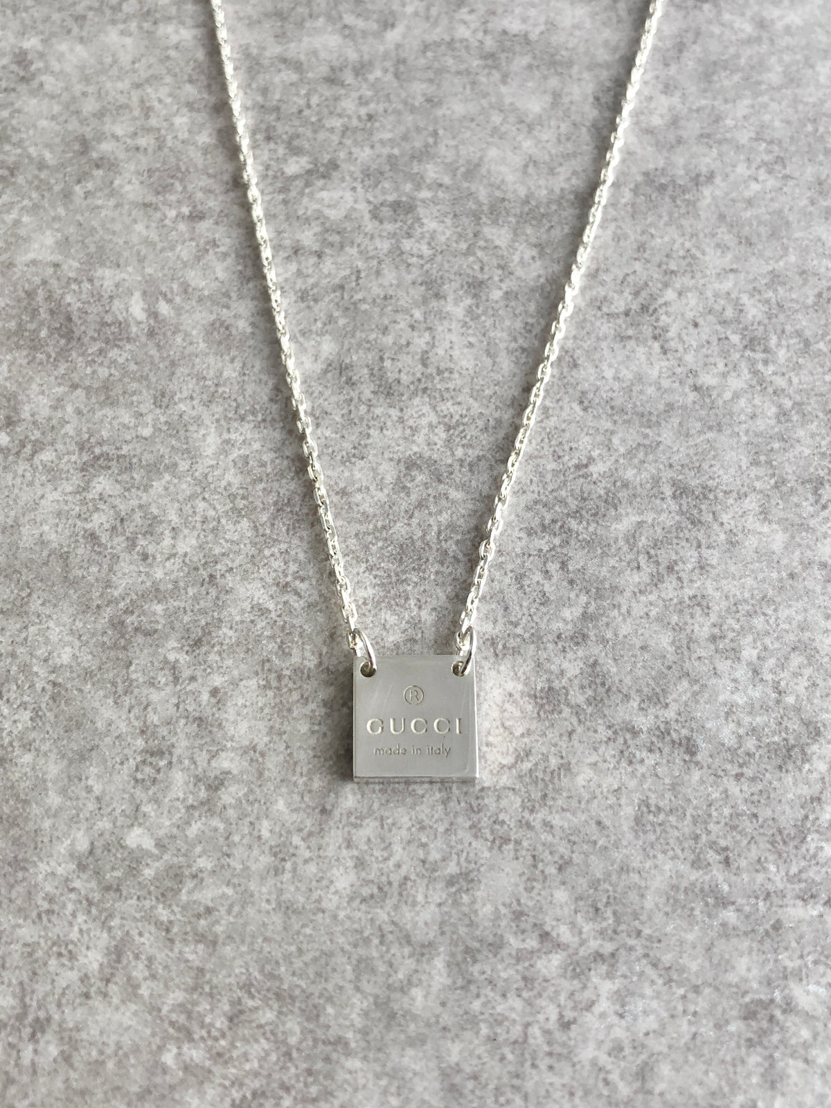 GUCCI Logo Necklace Silver SILVER925 Vintage 78tegk