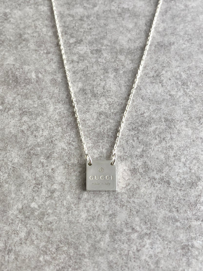 GUCCI Logo Necklace Silver SILVER925 Vintage 78tegk