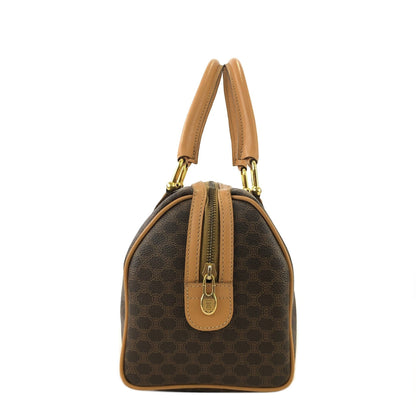 CELINE Macadam Blason Embossed PVC Leather Mini Boston Keepall Boston Bag Brown Vintage Old zeahxx