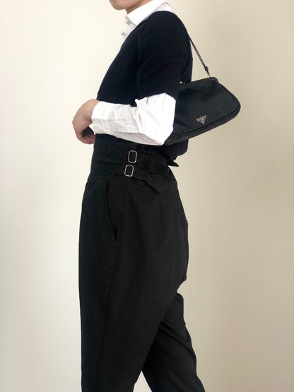 PRADA Tessuto Triangle Logo Small Handbag Black Vintage mygrbb