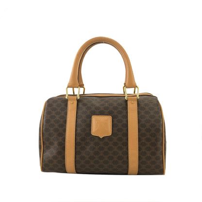 CELINE Macadam Blason Embossed PVC Leather Mini Boston Keepall Boston Bag Brown Vintage Old zeahxx