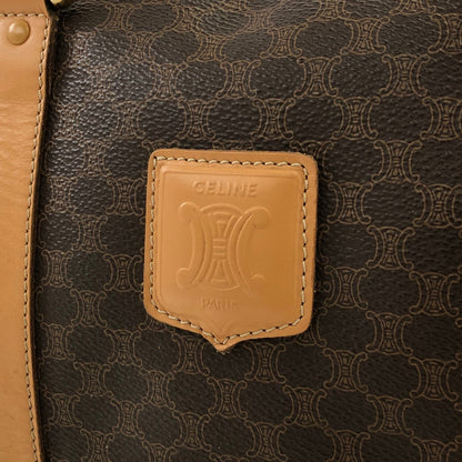 CELINE Macadam Blason Embossed PVC Leather Mini Boston Keepall Boston Bag Brown Vintage Old zeahxx