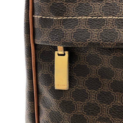 CELINE Celine Madameka PVC 皮革前拉鍊方形托特包棕色復古舊 Celine mpgnga