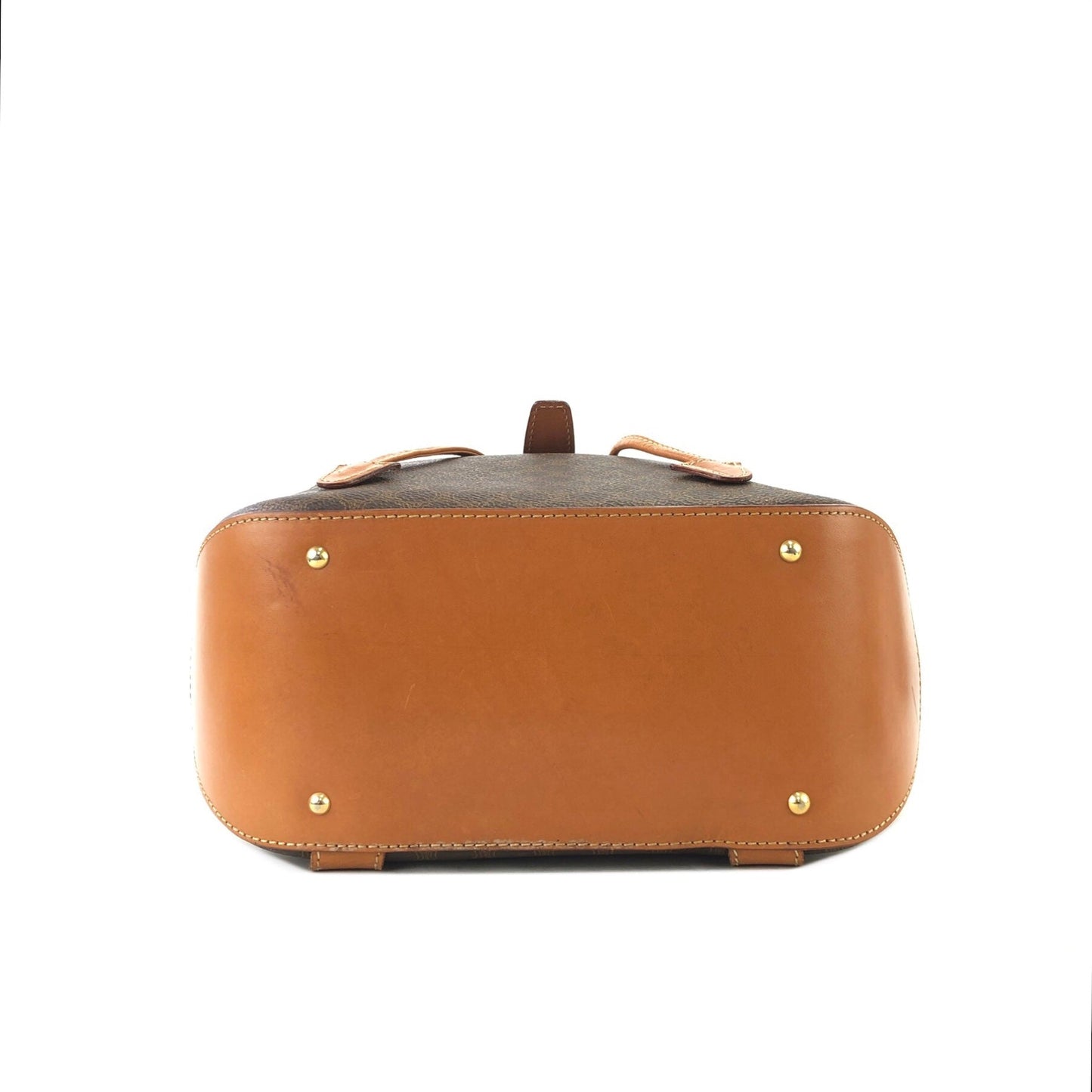 CELINE Macadam Front Belt Logo Charm PVC Leather Bag Pack Rucksack Brown Vintage Old Celine nmhrrj