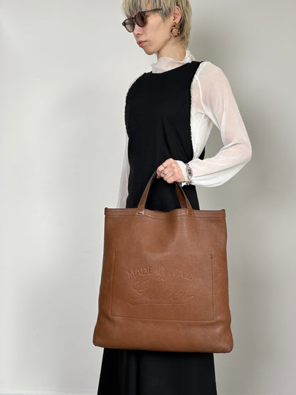 GUCCI Logo Embossed Totebag Brown Vintage 7tbu4m