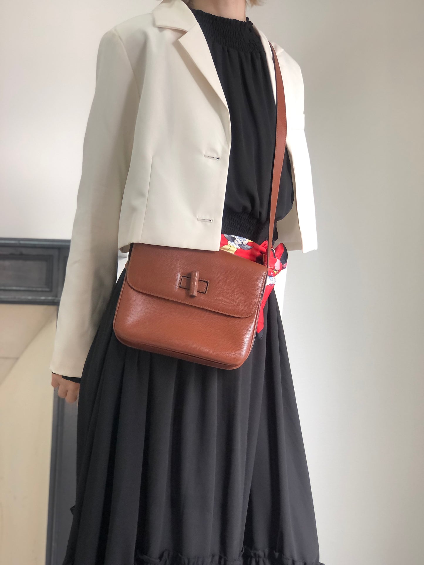 CELINE Turn Lock Shoulder bag Brown Vintage hdtdu2