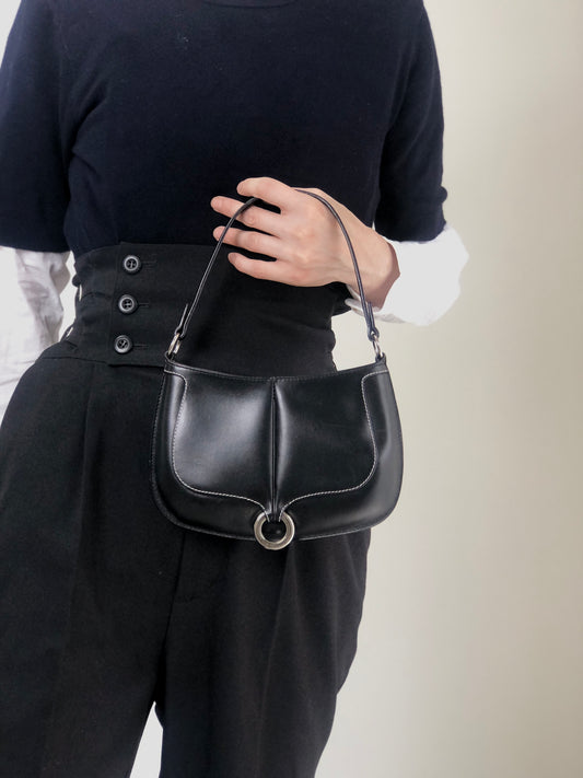 LOEWE Logo Circle Motif Handbag Black Vintage wcdj4h