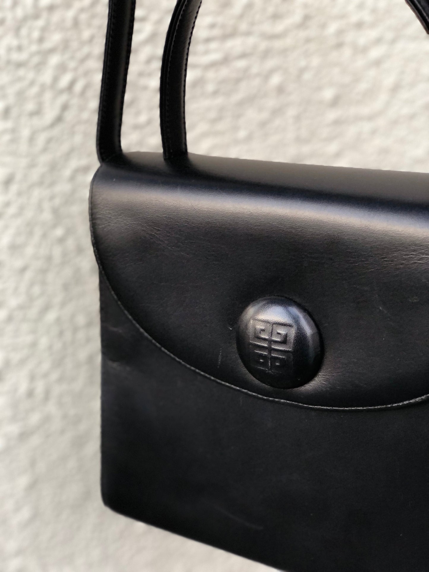 GIVENCHY Logo Leather Handbag Shoulder bag Black Vintage Old wehxfj