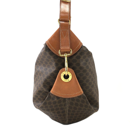 CELINE Macadam Side Motif PVC Leather Shoulder Bag Brown Vintage Old Celine hmrwfm