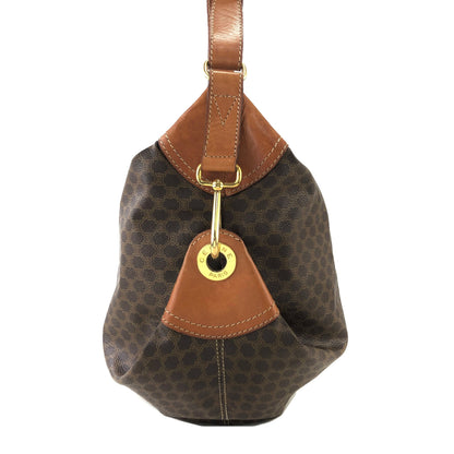 CELINE Macadam Side Motif PVC Leather Shoulder Bag Brown Vintage Old Celine hmrwfm