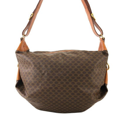 CELINE Macadam Side Motif PVC Leather Shoulder Bag Brown Vintage Old Celine hmrwfm