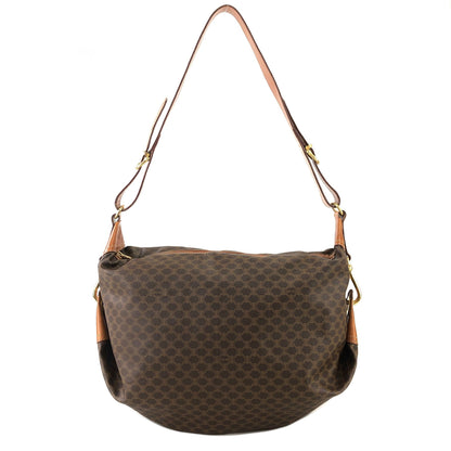CELINE Macadam Side Motif PVC Leather Shoulder Bag Brown Vintage Old Celine hmrwfm