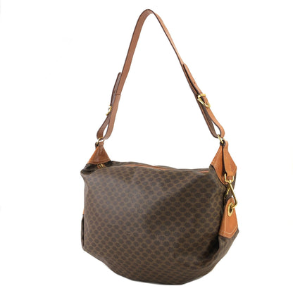 CELINE Macadam Side Motif PVC Leather Shoulder Bag Brown Vintage Old Celine hmrwfm