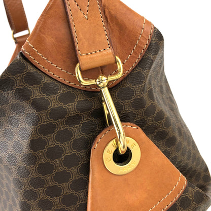 CELINE Macadam Side Motif PVC Leather Shoulder Bag Brown Vintage Old Celine hmrwfm