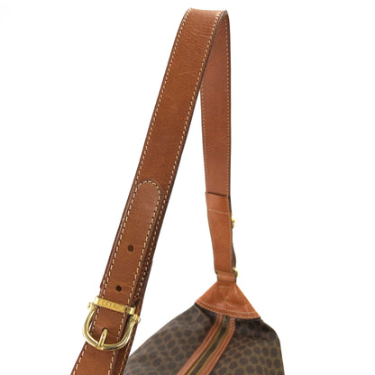 CELINE Macadam Side Motif PVC Leather Shoulder Bag Brown Vintage Old Celine hmrwfm