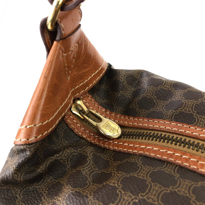 CELINE Macadam Side Motif PVC Leather Shoulder Bag Brown Vintage Old Celine hmrwfm
