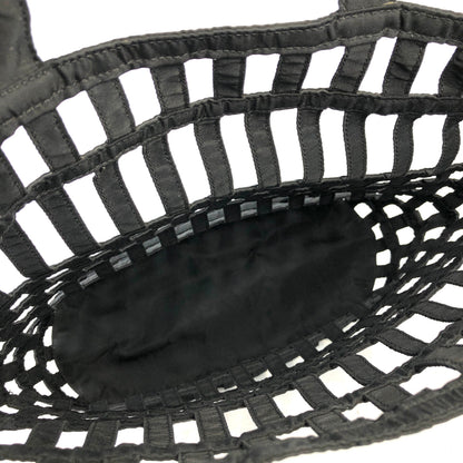 PRADA Nylon Cutout Handbag With Pouch Black Vintage Old b64rft