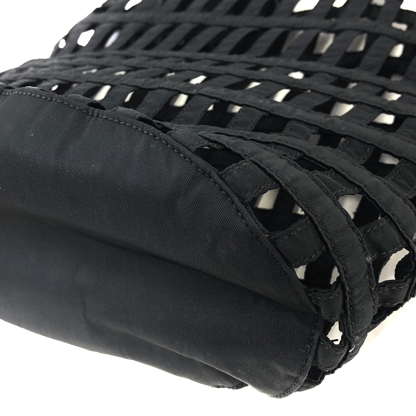 PRADA Nylon Cutout Handbag With Pouch Black Vintage Old b64rft