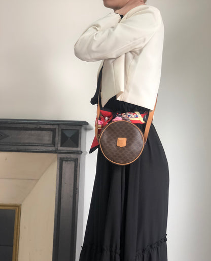 CELINE Macadam Blason Round Shoulder bag Brown Vintage teecbu