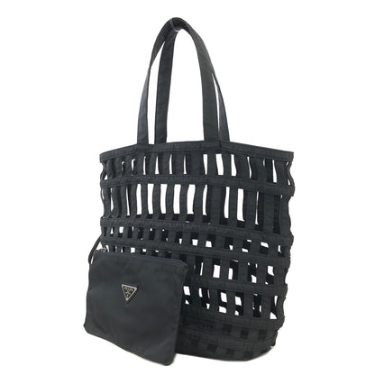 PRADA Nylon Cutout Handbag With Pouch Black Vintage Old b64rft