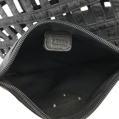 PRADA Nylon Cutout Handbag With Pouch Black Vintage Old b64rft