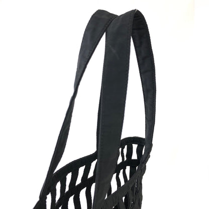 PRADA Nylon Cutout Handbag With Pouch Black Vintage Old b64rft